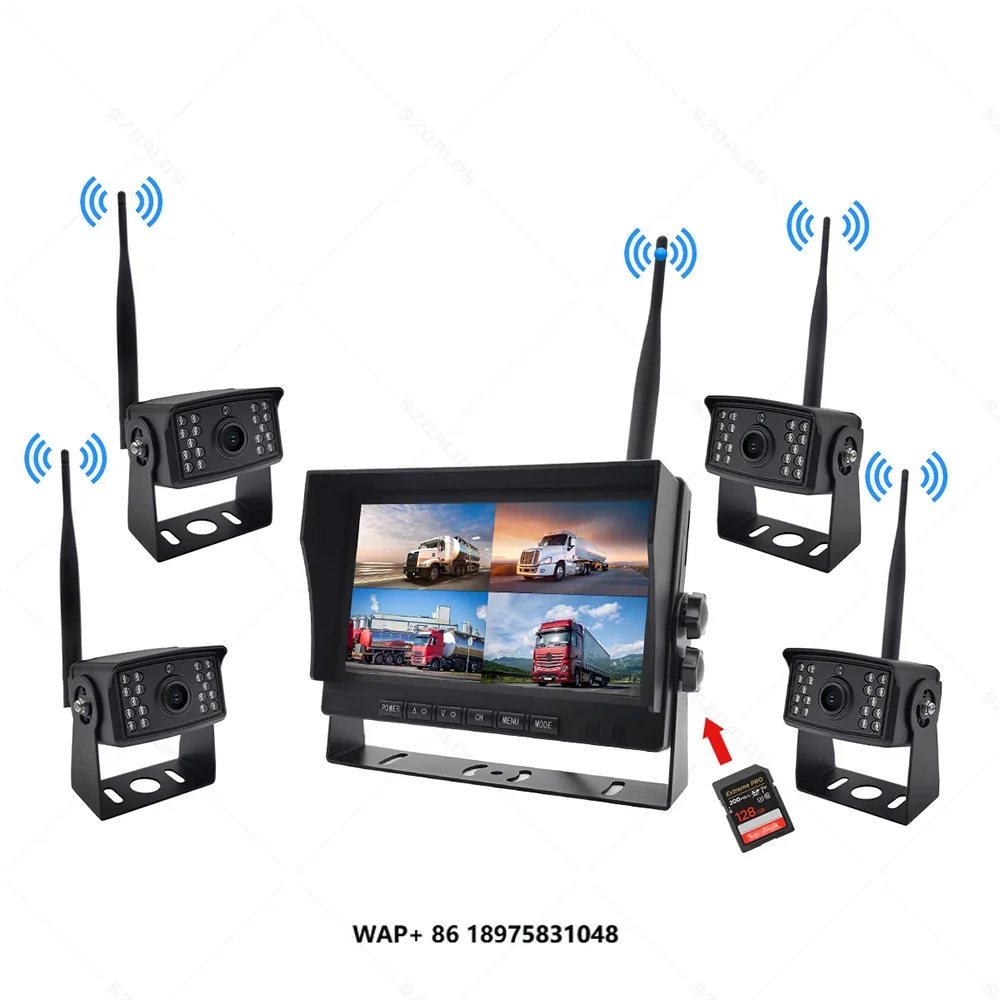 7 Inch Wireless  U Bracket Car  1080P Wireless Rear View System DVR 2.4G Digital Wireless Backup