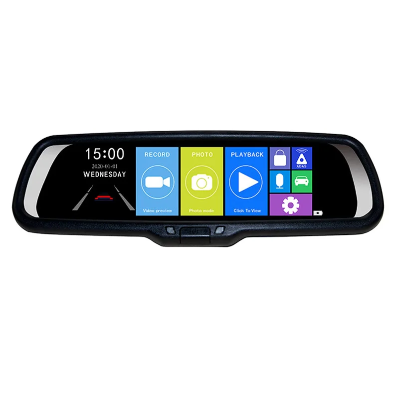 ANSHILONG 9.66" TOUCH SCREEN Display Car Stream Media Rear View Mirror DVR Monitor 3 Cameras with Special Bracket