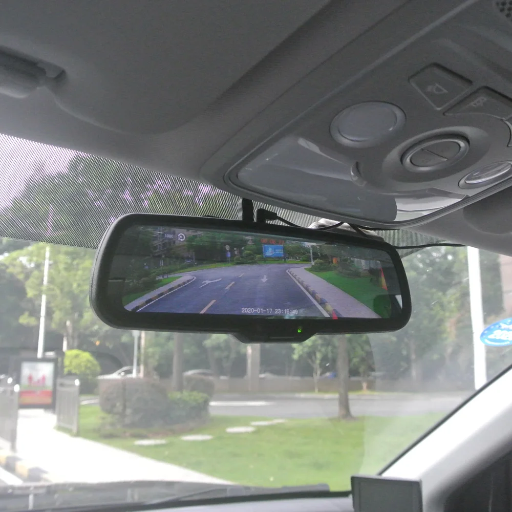 ANSHILONG 9.66" TOUCH SCREEN Display Car Stream Media Rear View Mirror DVR Monitor 3 Cameras with Special Bracket