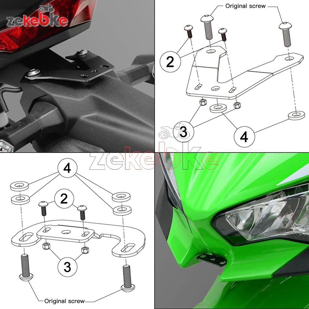 Navigation Bracket Front/Rear DVR Data Logger Bracket Motorcycle Accessories for Kawasaki Ninja500 Ninja 500 Ninja 400 2024