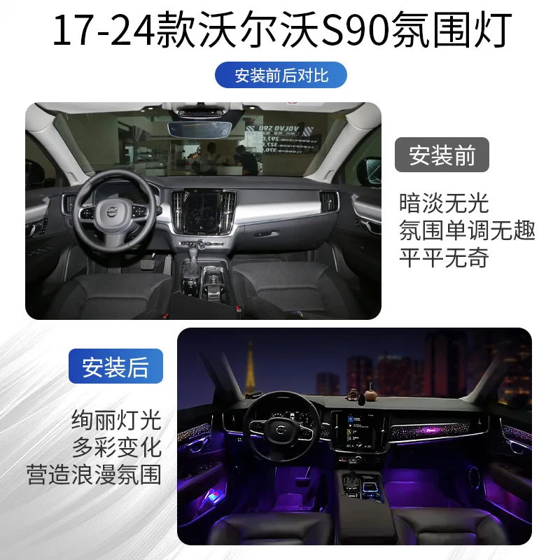 It is suitable for Volvo S90 ambient lighting panel replacement modified auto parts interior special atmosphere lighting