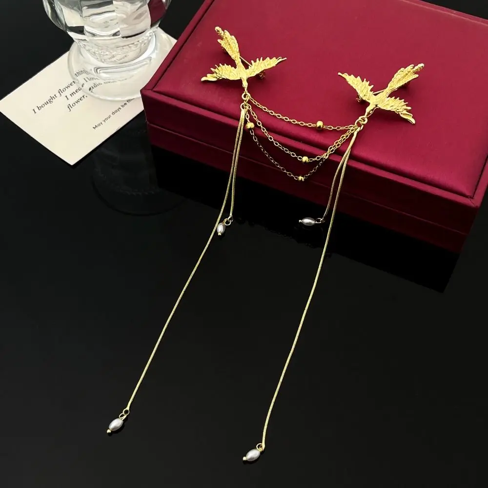 Pearl Phoenix Tassel Brooch Vintage Temperament Birds Badge Pin Corsage Ornaments Light Luxury Chinese Style Brooch Pin Women