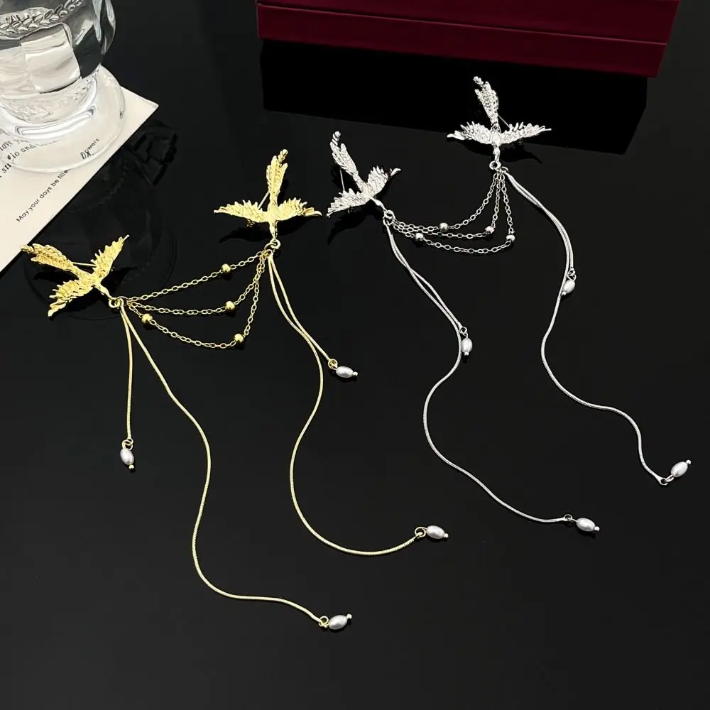 Pearl Phoenix Tassel Brooch Vintage Temperament Birds Badge Pin Corsage Ornaments Light Luxury Chinese Style Brooch Pin Women