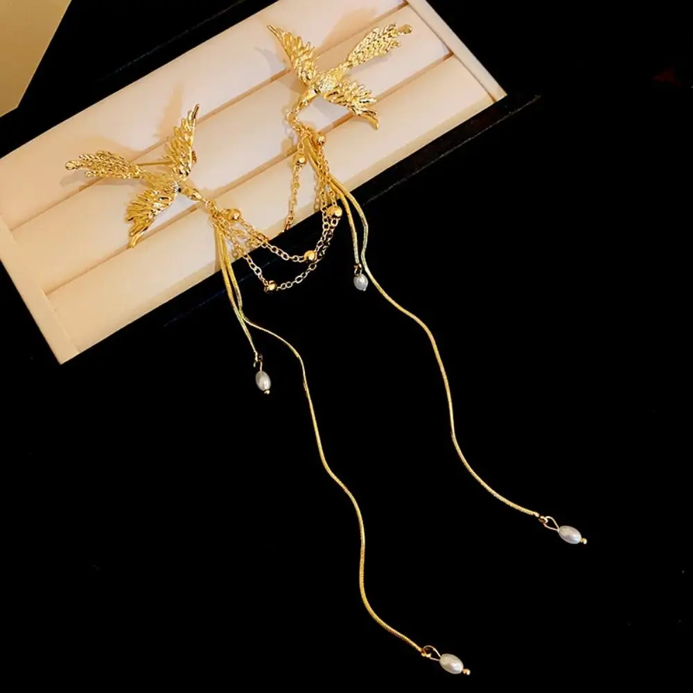 Pearl Phoenix Tassel Brooch Vintage Temperament Birds Badge Pin Corsage Ornaments Light Luxury Chinese Style Brooch Pin Women