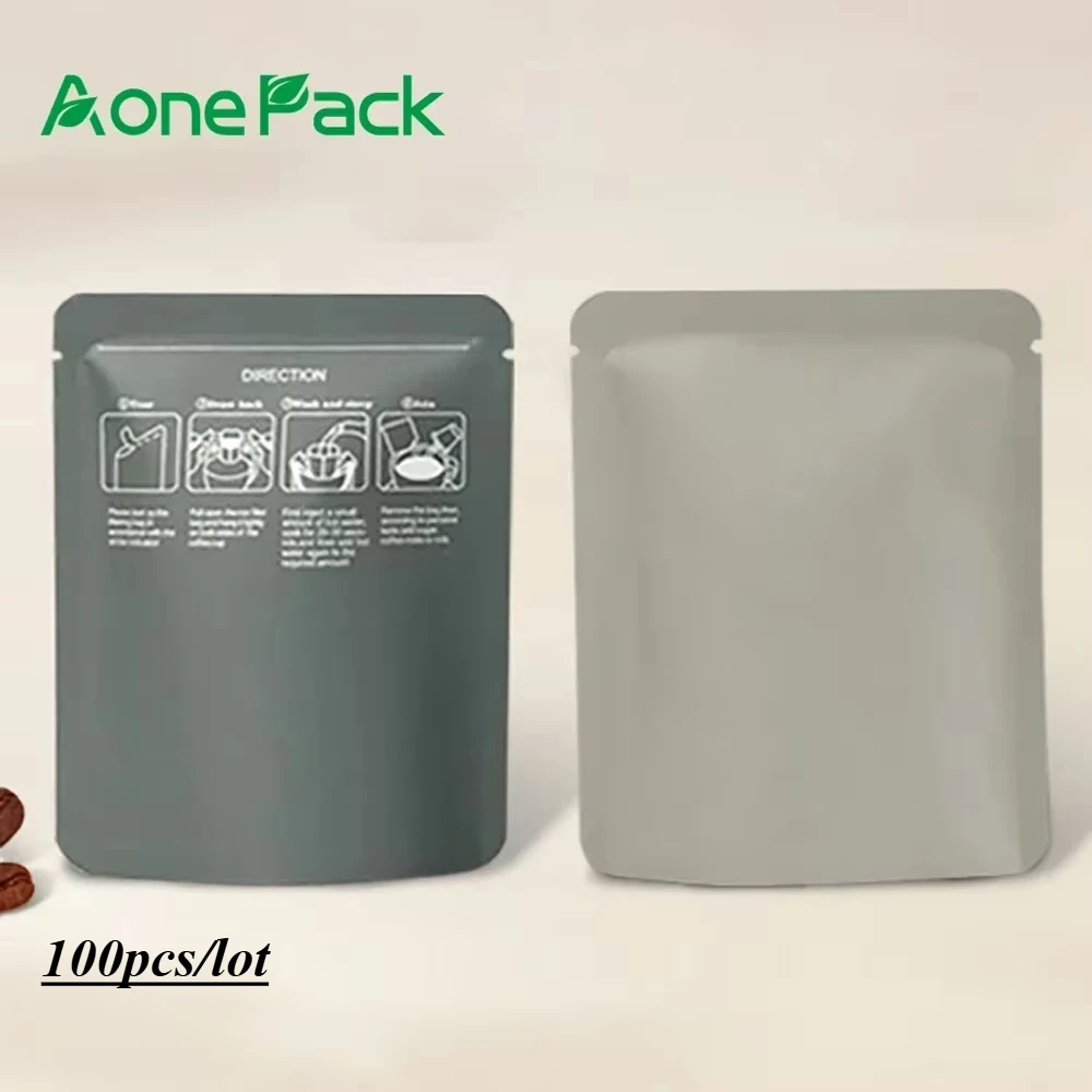 100pcs Wholesale High Quality Aluminum Foil Kraft Paper Empty Hanging Ear Filter Packaging Bag Coffee Drip Sachet Snack Bags