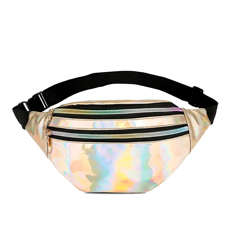 Women Men Waist Bag Fanny Pack PU Leather Holographic For Male Kangaroo Bum Hip Belly Banana Ladies Belt Pouch Sachet Waistbag