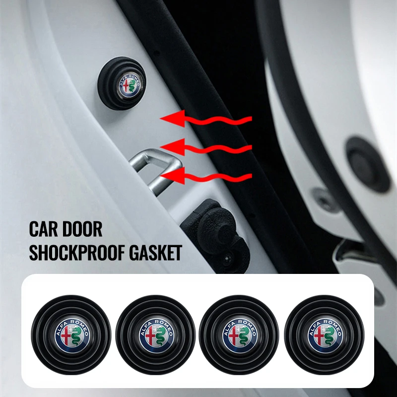 Car Door Shockproof Gasket Silicone Buffer Pad Stickers For Alfa Romeo Giulia Stelvio Giulietta 156 159 147 Mito Tonale Brera Di