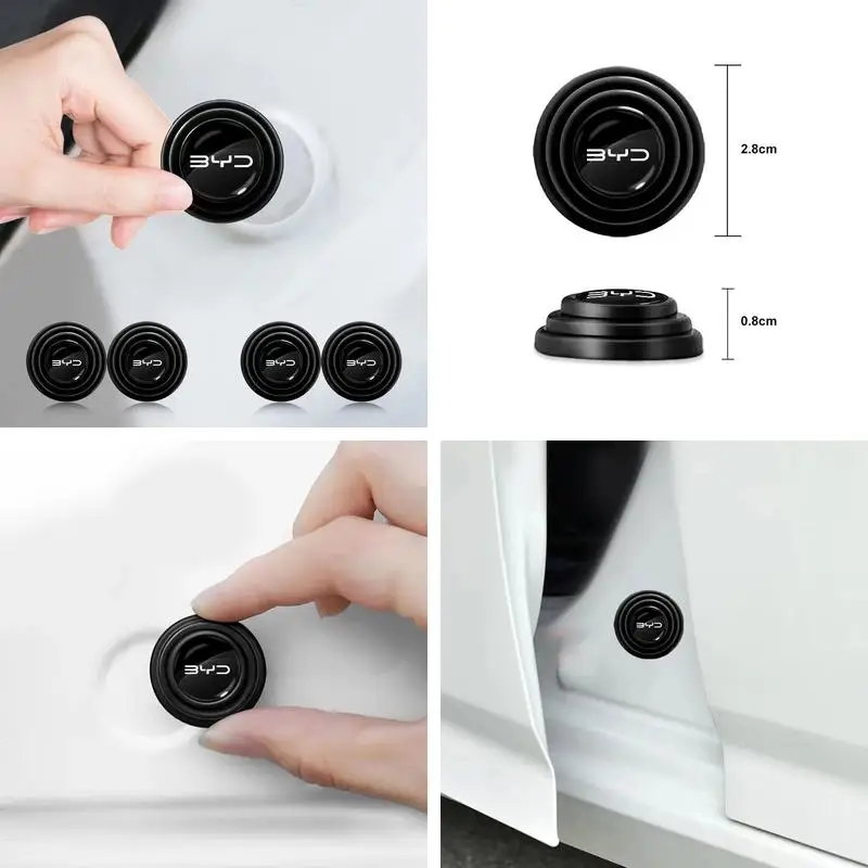 BYD Logo Door Shock Absorber Buffer Cushion 2‑4Pcs For Atto 3 Seal Dolphin Han Tang Song Yuan Anti‑Noise Damping Exterior Interi