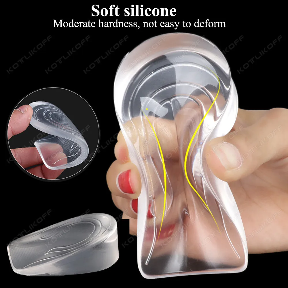 Self-Adhesive Height Increasing Insole Invisible Silicone Heel Insoles Pain Relief Absorb Pressure Shoe Insole Height Increase