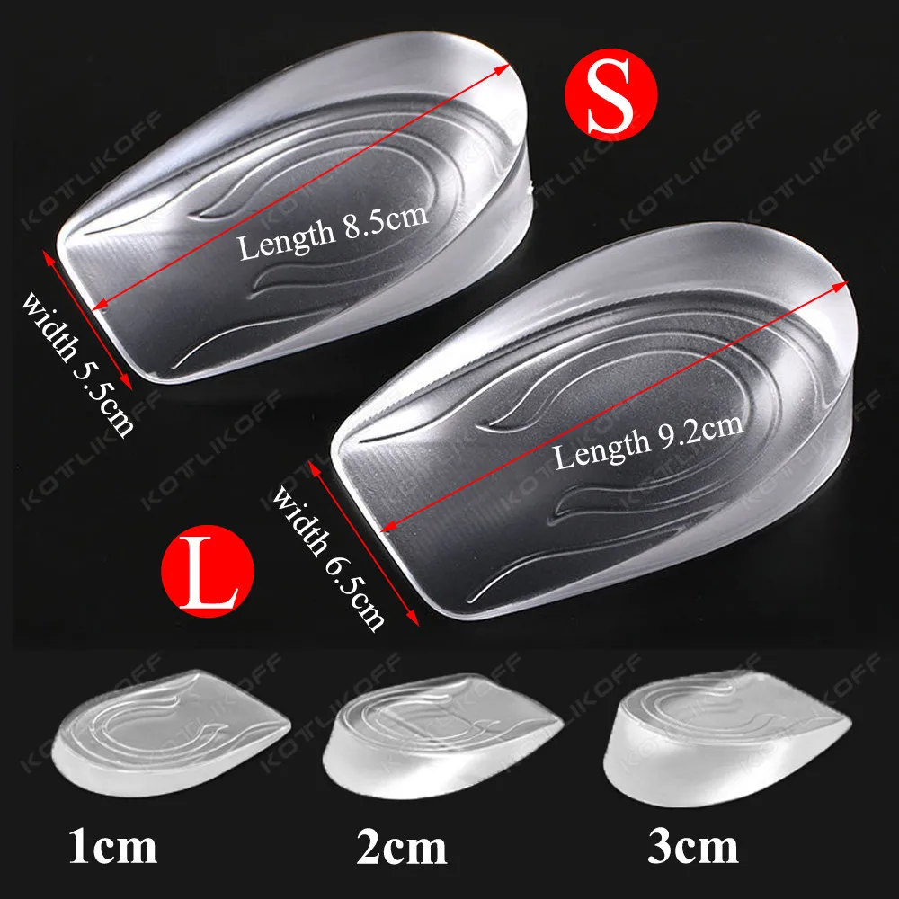 Self-Adhesive Height Increasing Insole Invisible Silicone Heel Insoles Pain Relief Absorb Pressure Shoe Insole Height Increase