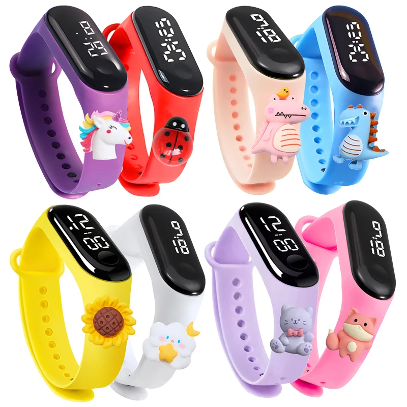 Cartoon Smart Kids LED Digital Watch Bracelet for Boys And Girls Birthday Gift Children's Wristwatch with Time And Calendar Disp