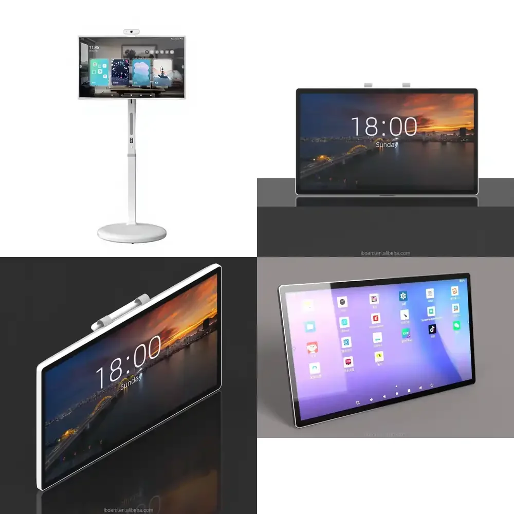 24.5 Inch White Tablet TV for Android OS Smart Touch Screen with 8GB+128GB Storage Rotating Stand LED HDTV 144Hz Bathroom TV