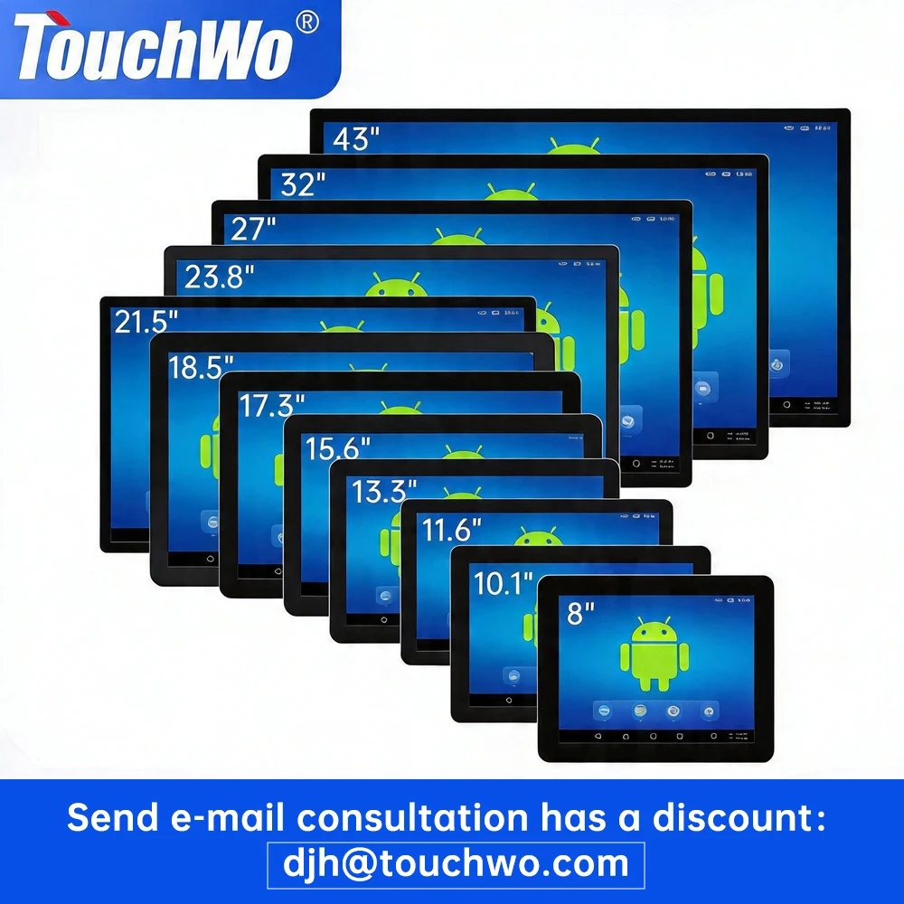 8 To 43 Inch Wall Mounted PCAP Multi Touch Screen Display Touchscreen Monitor Android 11/12/14 Tablet Industrial All In One Pc