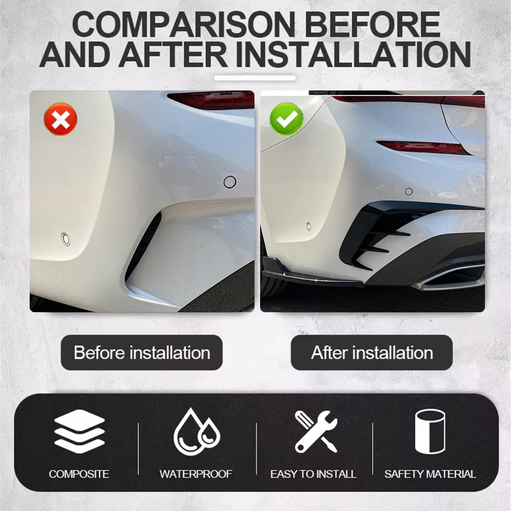 Car Bumper Spoiler Rear Lip Anti-collision Side Skirt Side Air Vent Cover Trim For BMW 3 Series G20 G28 318i 320i 330i 2019-2022