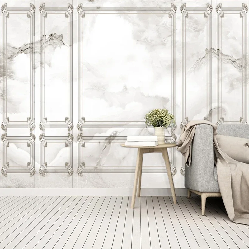 Custom Wall Mural Wallpaper 3D Stereoscopic Relief White Marble European Style Luxury Papel Pintado De Pared Tapety Home Décor