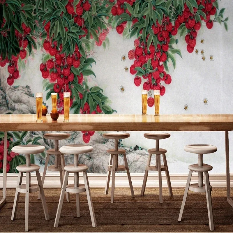 Custom 3D Photo Mural Wallpaper Lychee Chinese Style TV Background Wall Decorative Home Décor Papel Pintado Pared Fresco Tapety