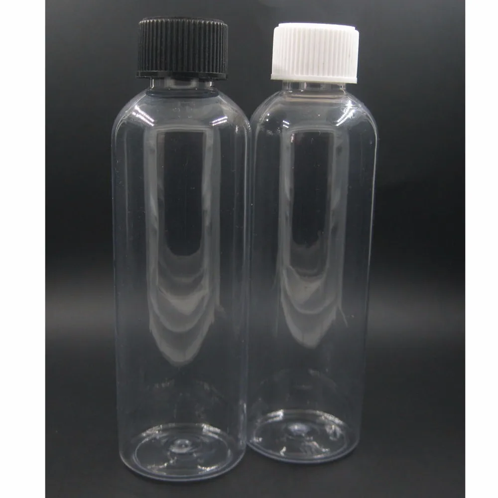 2oz 100ml 120ml 150ml 200ml 250ml 300ml 500ml Empty Plastic Bottle, Clear PET Bottle with Black/White Child-Resistant Safety Cap