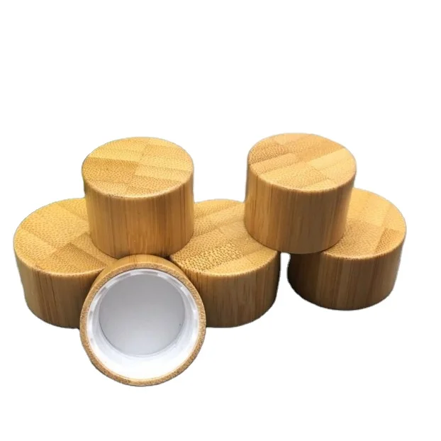 Nature Wooden Cap Bamboo Screw Bottle Caps for Essential Oil Perfume Packaging Bamboo Wood Lid for Boston Glass Bottle Medicine
