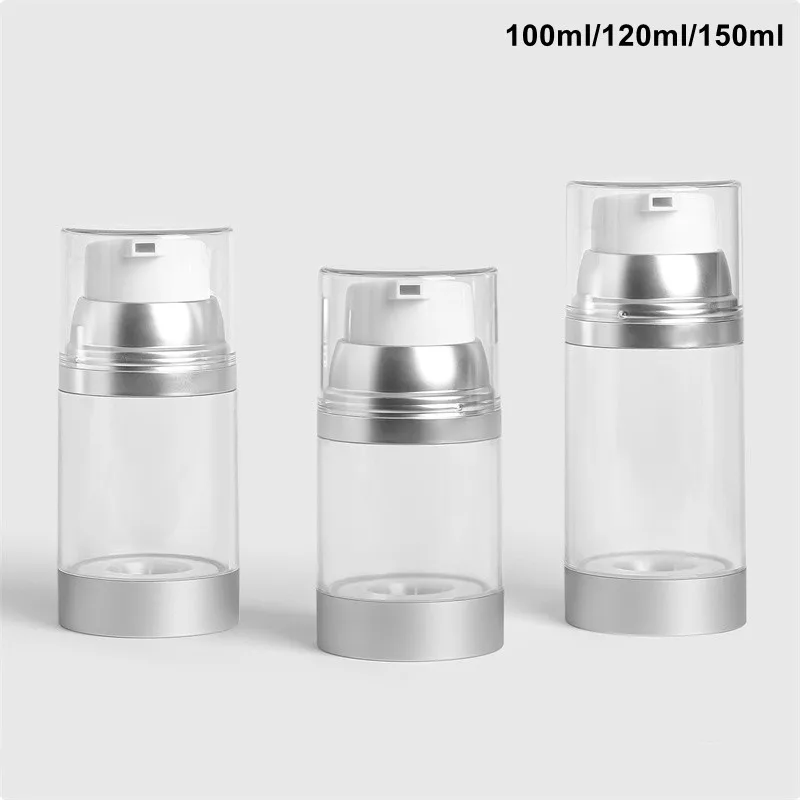 30pcs 100ml 120ml 150ml Luxury Empty Cosmetic Round Bottle Plastic Vacuum Lotion Serum Bottle with Pump for Skincare Package