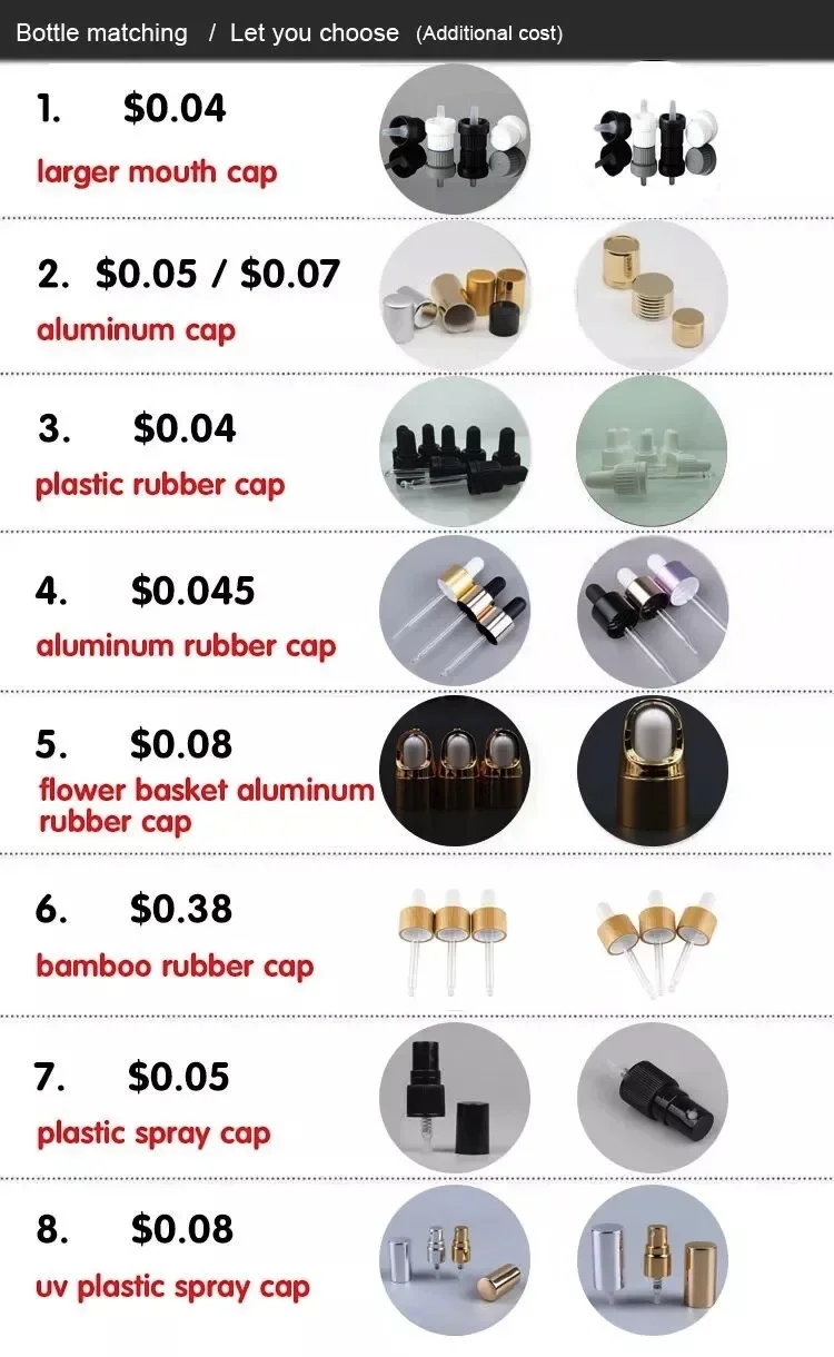 mini round glass quality Gold Ring and Black/White Latex Head Dropper wood bamboo cap,match hair essential oil bottle pipette