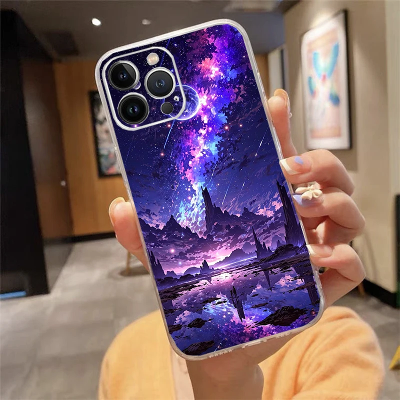 Phone Case Carcasa Funda For iPhone 16 15 13 14 11 12 Pro Max 16 14 12 13 Pro 15 Plus 16E Space Universe Star Case