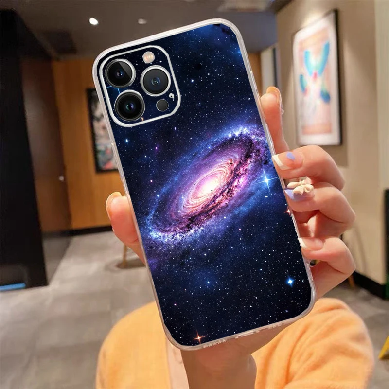 Phone Case Carcasa Funda For iPhone 16 15 13 14 11 12 Pro Max 16 14 12 13 Pro 15 Plus 16E Space Universe Star Case