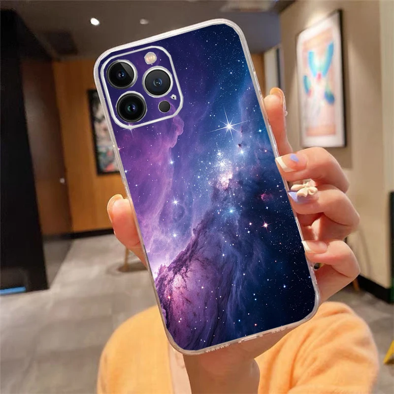 Phone Case Carcasa Funda For iPhone 16 15 13 14 11 12 Pro Max 16 14 12 13 Pro 15 Plus 16E Space Universe Star Case
