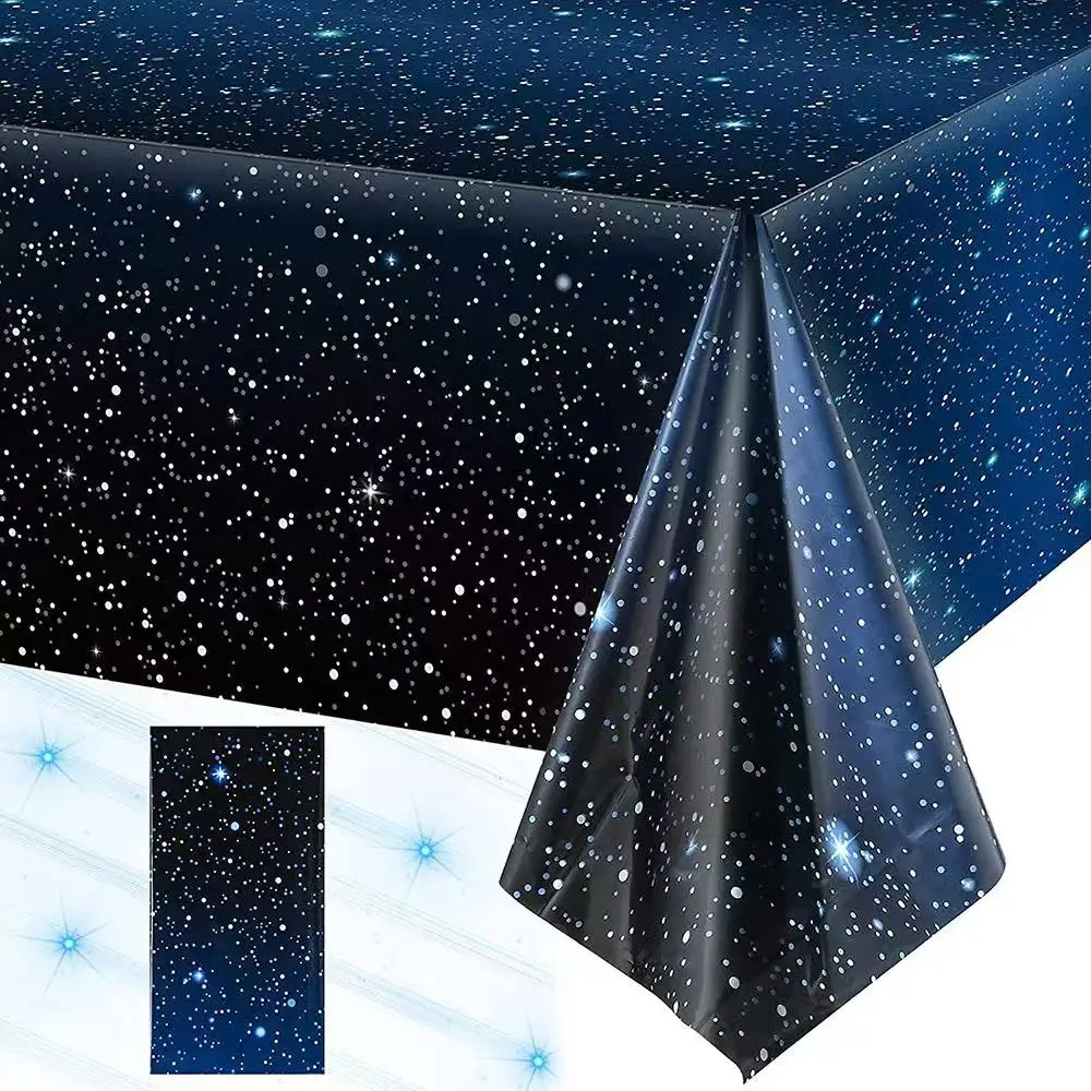Disposable Starry Sky Theme Tablecloth Adult Children Birthday Party Decoration Starry River Star Outer Space Party Table Cloth