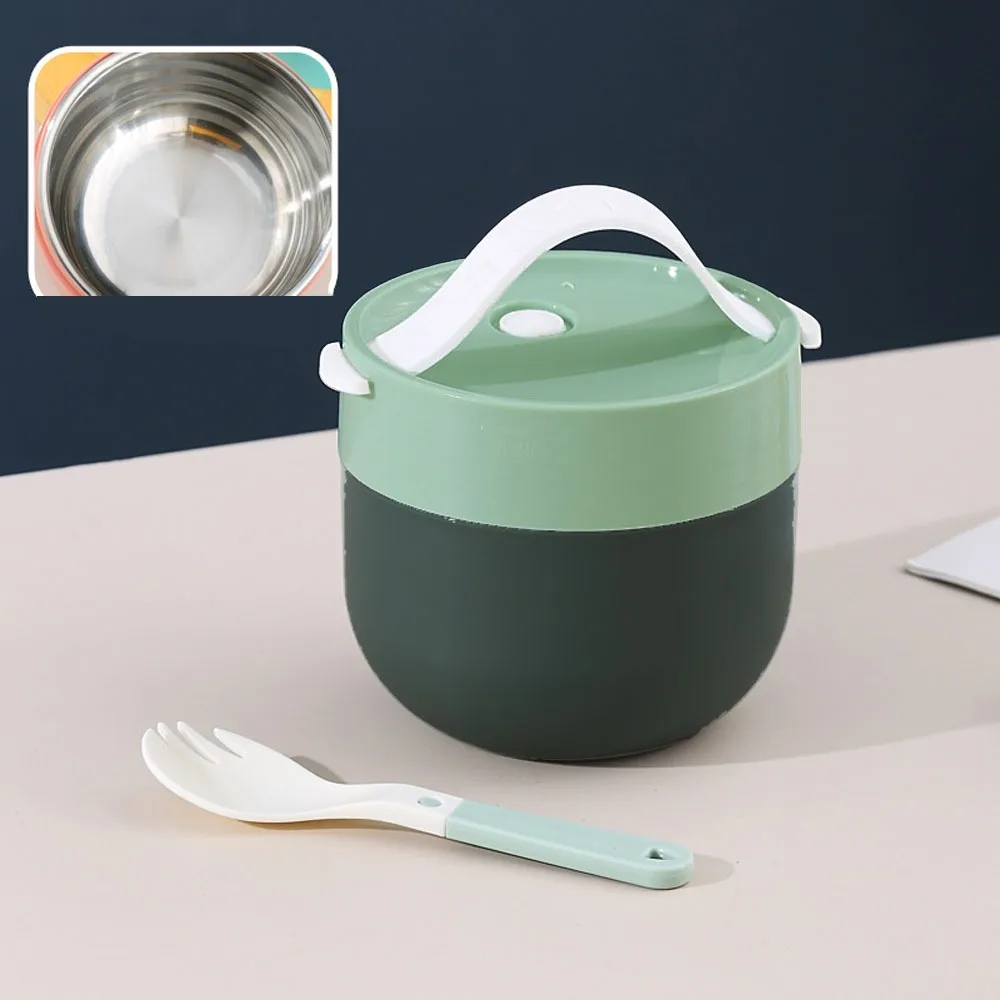 600ml Food Thermal Jar Vacuum Insulated Dopamine Thermos Containers Sealed with Spoon Stainless Steel Lunch Box Kitchen Use