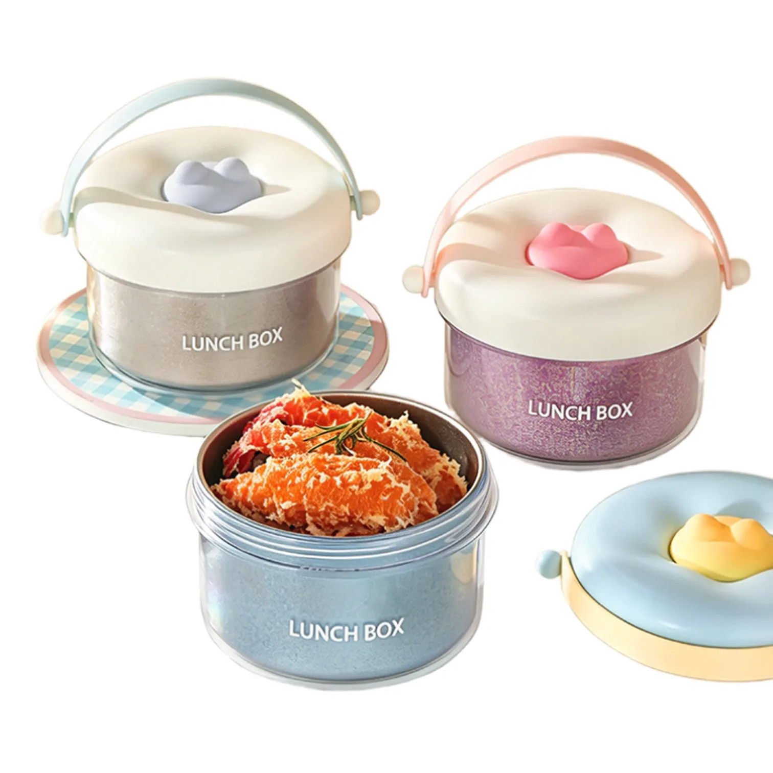 LFGB Certified 99.4% Pure Titanium Mini Bento Box Silver Blue Purple Cute Lunch Box 600ml Well Sealed Food Container with Cover