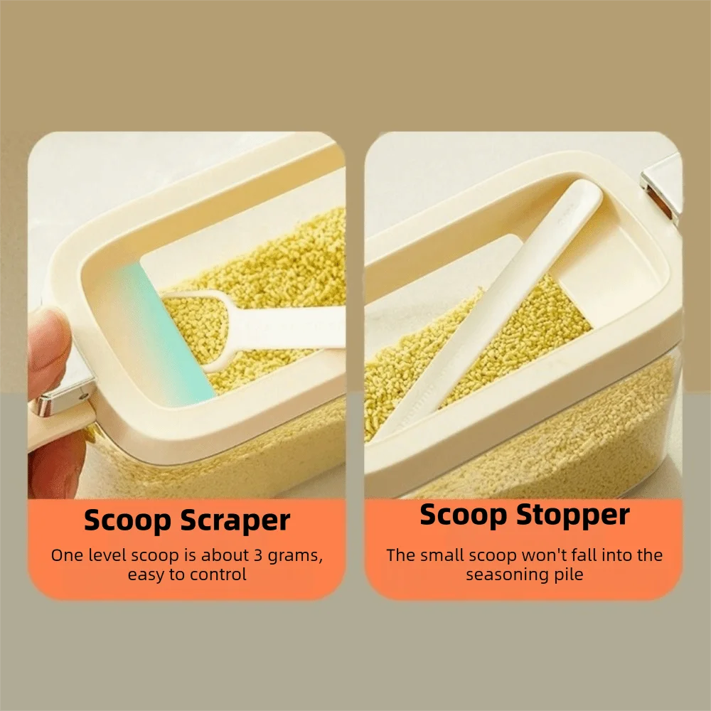 Practical 600ML Pop-Top Seasoning Box Plastic Sealed Seasoning Bottle with Spoon Large Capacity Salt Storage Container Kitchen