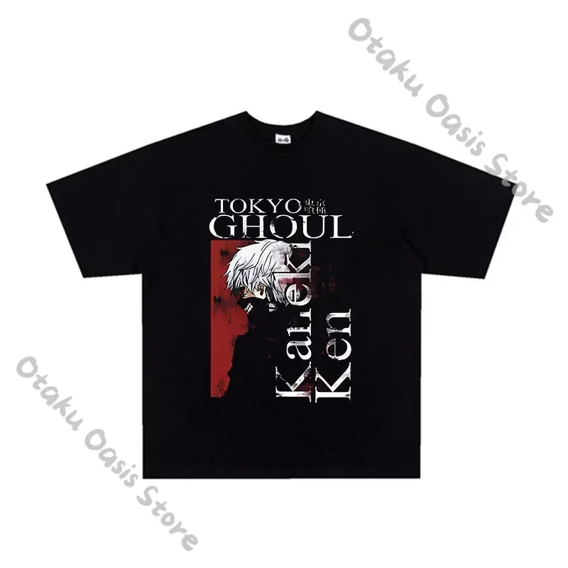Tokyo Ghoul Kaneki Ken Pure Cotton Short-sleeved T-shirt Printed Peripheral Cosplay Clothes Japanese Style Anime Ornaments