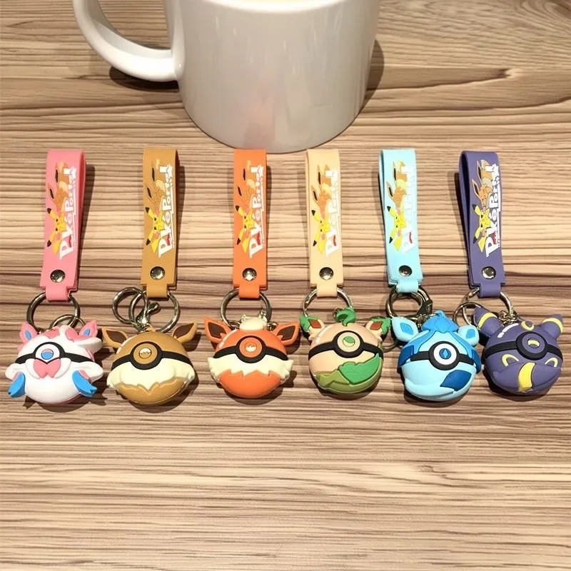Pokemon Anime Eevee Family Keychain Kawaii Umbreon Shoulder Bag Schoolbag Pendant Cute Sylveon Car Keychain Accessories Gift