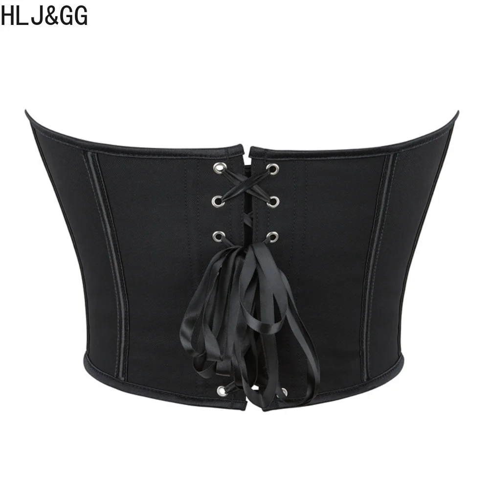 HLJ&GG Black Sexy Off Shoulder Bandage Corset Two Piece Sets Women Slim Crop Top And Lace Ruffle Mini Skirts Outfits Streetwear