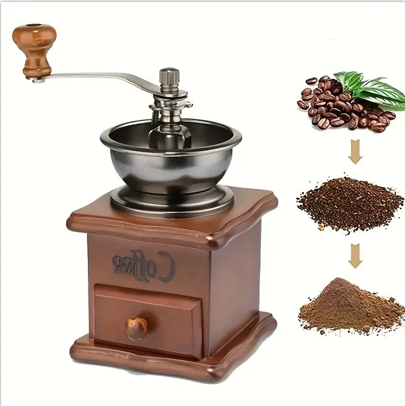 Manual Coffee Grinder - Classic Italian Style Hand Crank Mill with Adjustable Portable Multipurpose Bean Grinding Machine