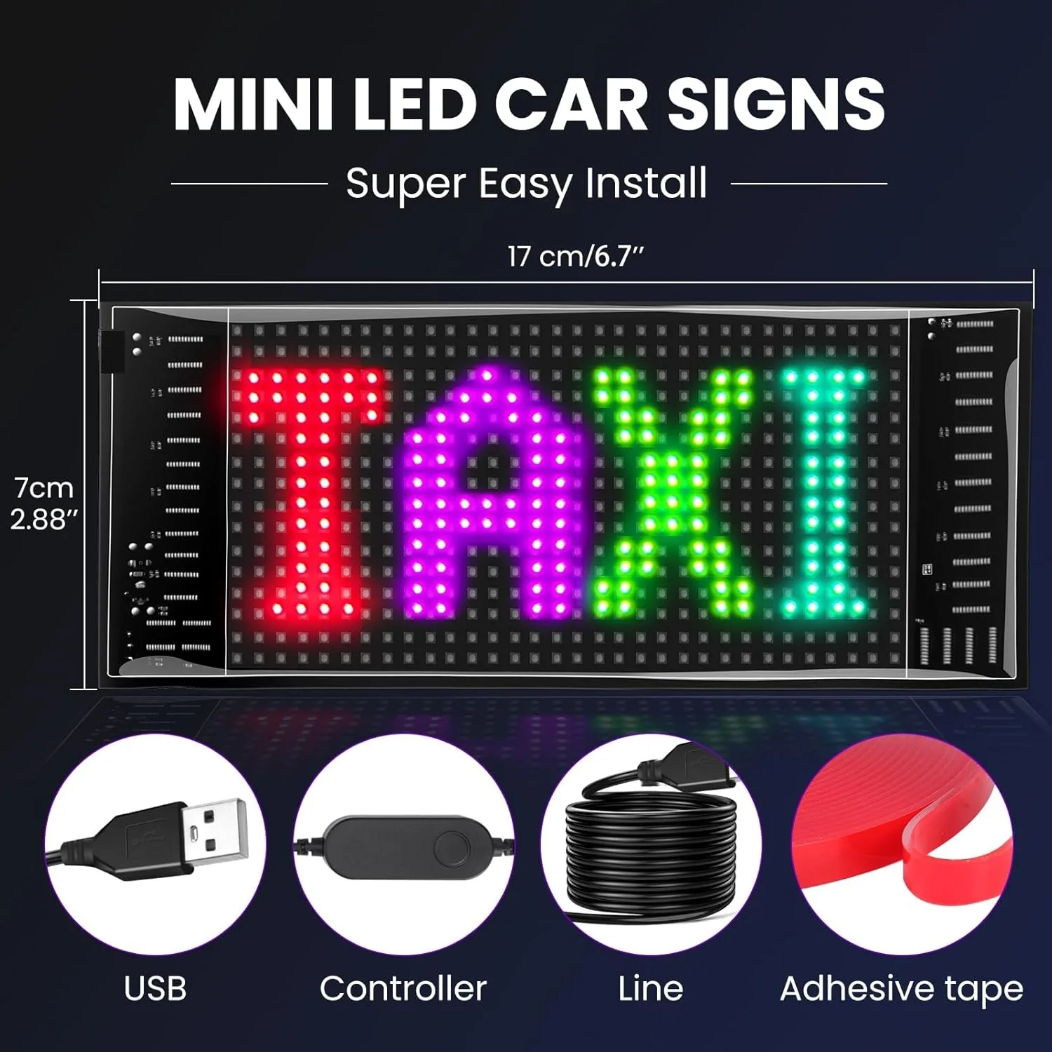 No-Drill Install Flexible Car LED Display Ultra HD Slim Soft Bendable Screen for Auto DIY Decor
