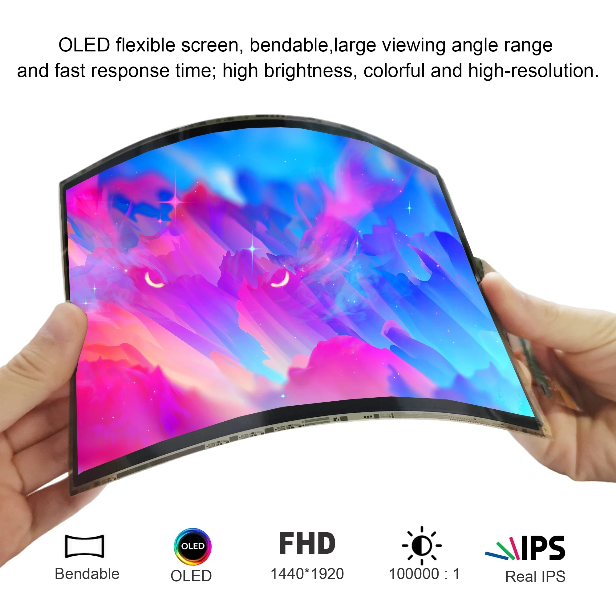 Wisecoco 7.8 Inch IPS 1920x1440 AMOLED Ultra Slim Bendable Flexible Screen With Type C HMI Driver Board OLED Flexible Display