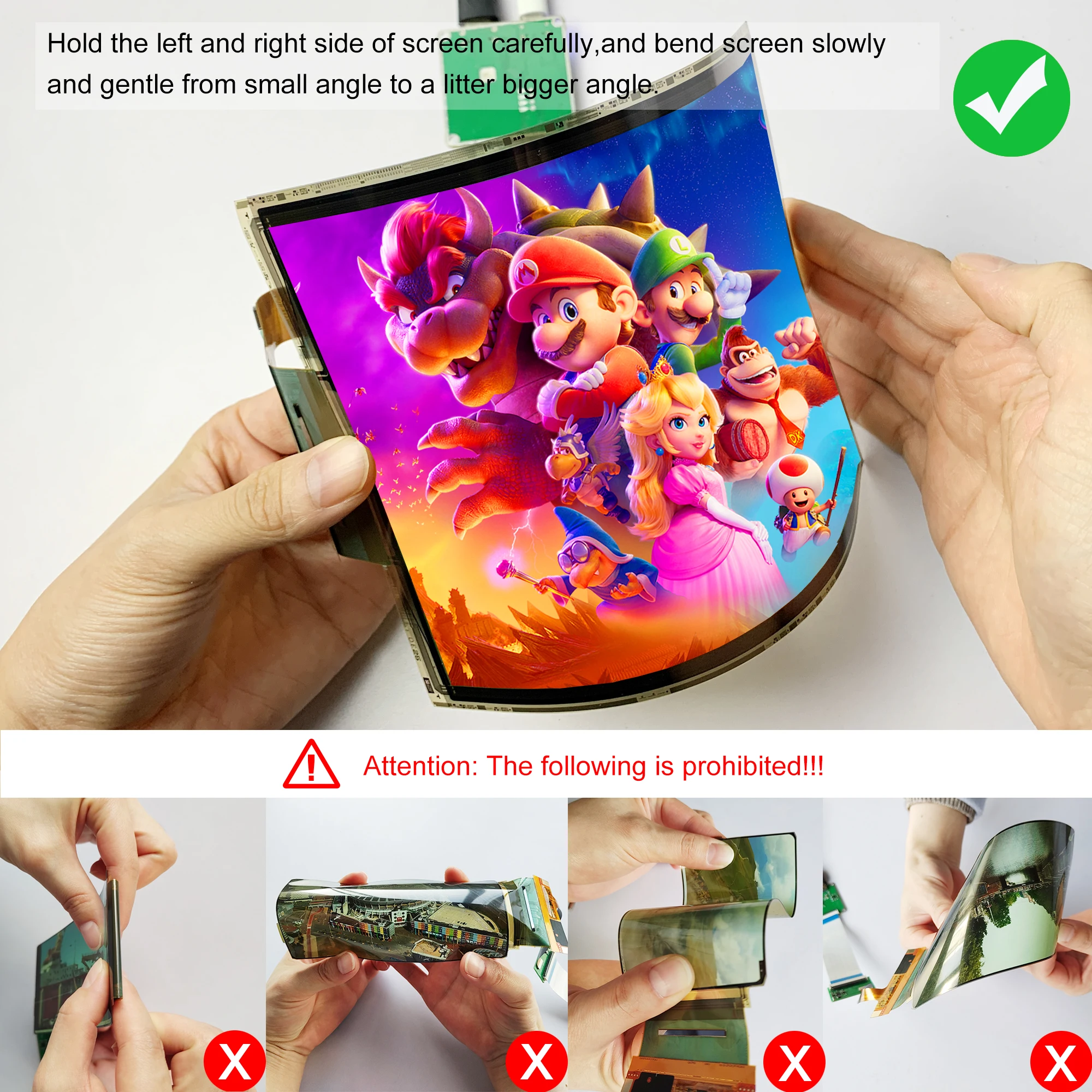 Wisecoco 7.8 Inch IPS 1920x1440 AMOLED Ultra Slim Bendable Flexible Screen With Type C HMI Driver Board OLED Flexible Display