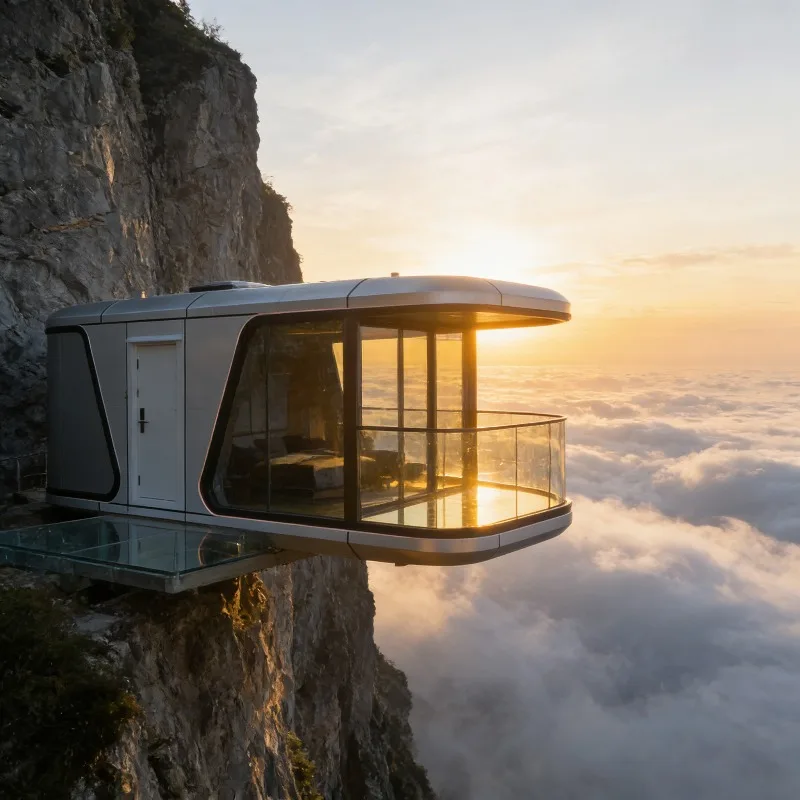 Modern Intelligent Capsule House Prefab Luxury Space Pod Mobile Cabin Compact Steel Structure Home for Resort Homestay Outdoor
