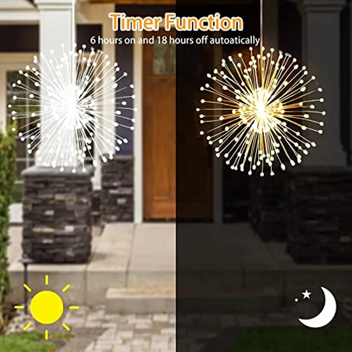 Firework Lights 4Pack Outdoor Hanging Battery Operated 180 LED Explosion Star Copper Wire Fairy Light Christmas Decorations 2024
