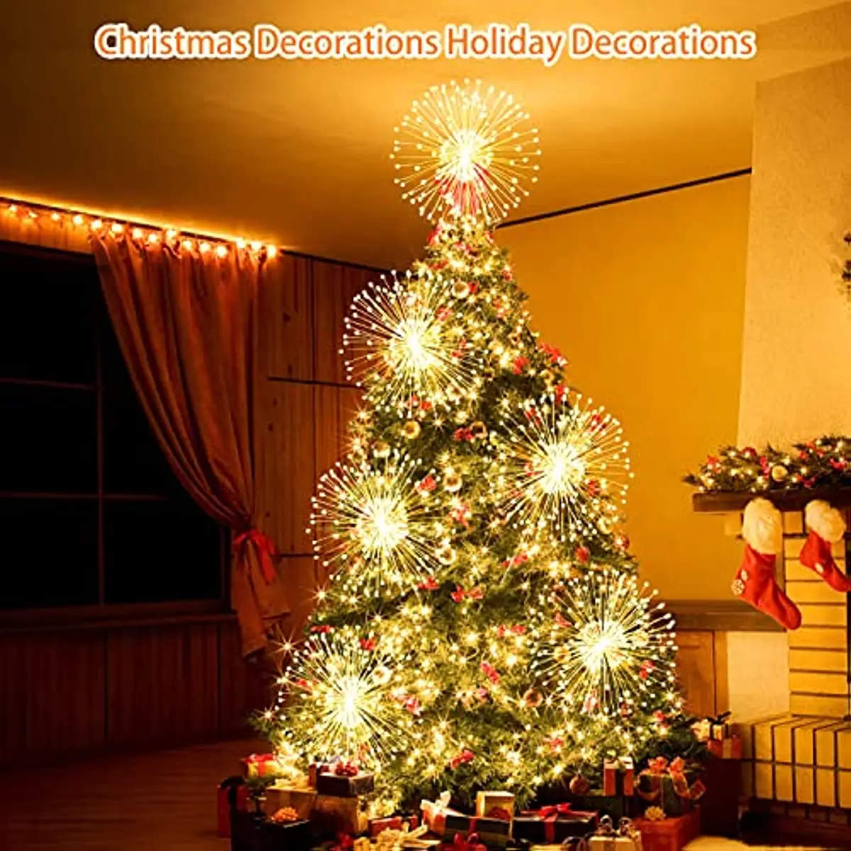 Firework Lights 4Pack Outdoor Hanging Battery Operated 180 LED Explosion Star Copper Wire Fairy Light Christmas Decorations 2024