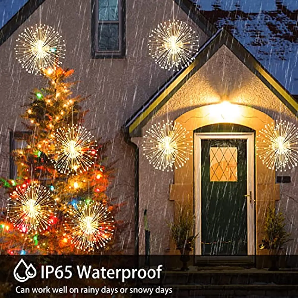 Firework Lights 4Pack Outdoor Hanging Battery Operated 180 LED Explosion Star Copper Wire Fairy Light Christmas Decorations 2024
