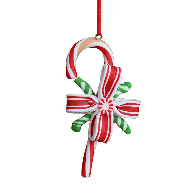 Christmas Candy Ornaments - Red/White/Green Soft Resin Lollipop Hanging Decor for Holiday Tre
