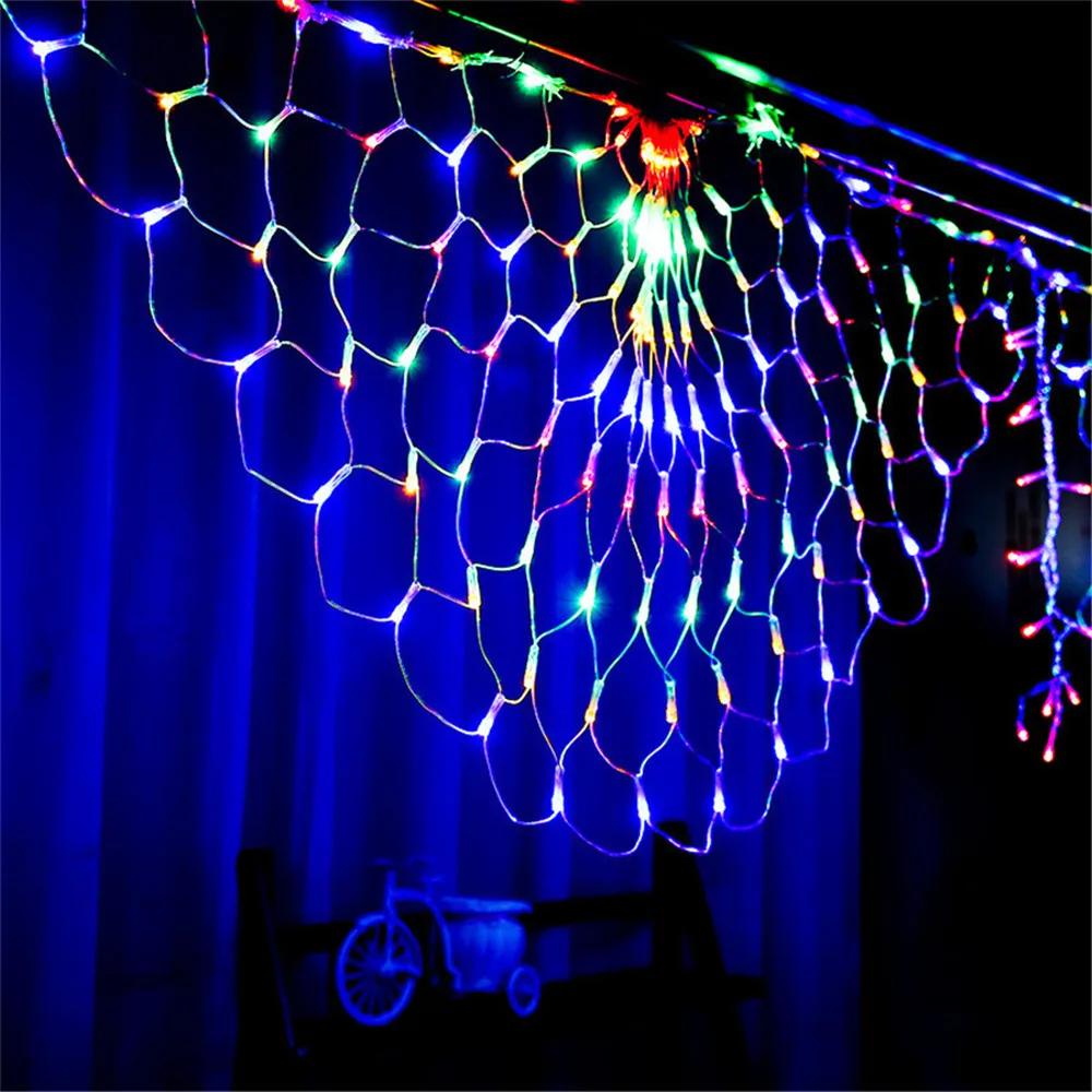 Outdoor Peacock Mesh Lights 8 Modes Waterproof Hanging Fairy Window Decoration Christmas Net Lights for Wedding,Party,Patio