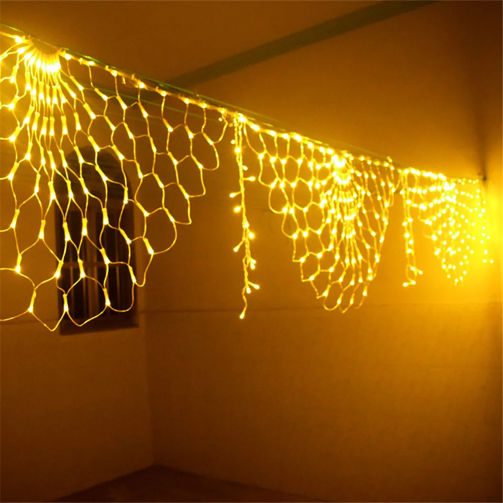 Outdoor Peacock Mesh Lights 8 Modes Waterproof Hanging Fairy Window Decoration Christmas Net Lights for Wedding,Party,Patio