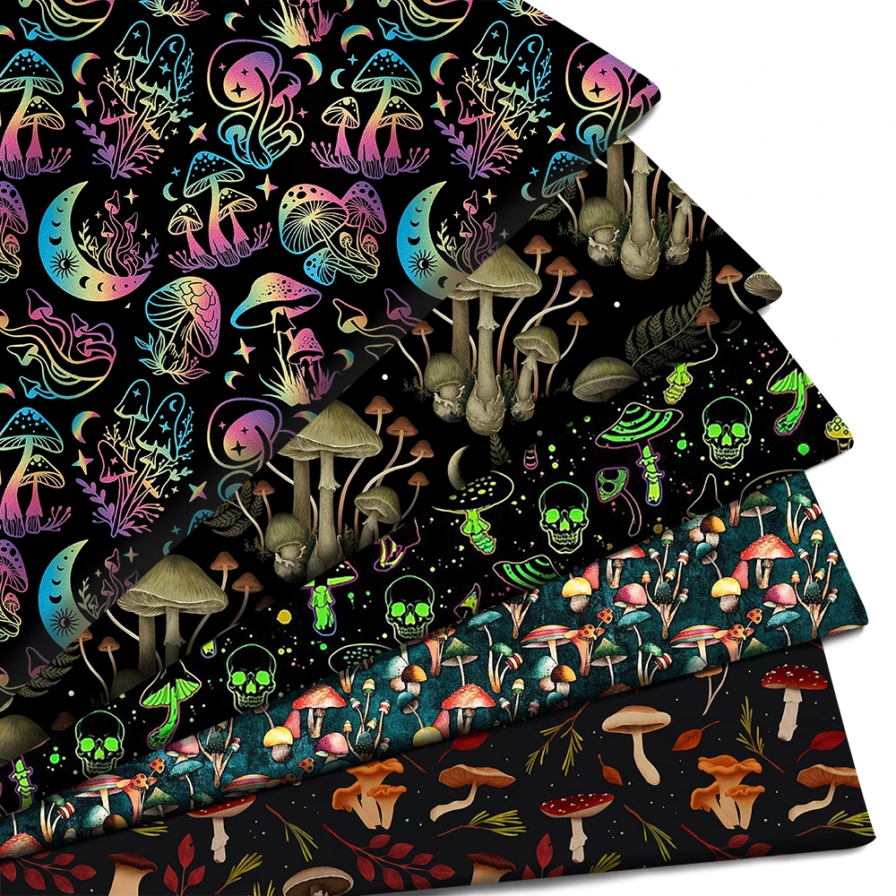 Cartoon Mushroom Hand Printed Polyester Pure Cotton Material Patchwork Tissue Sewing Quilting Fabrics Needlework DIY Cloth