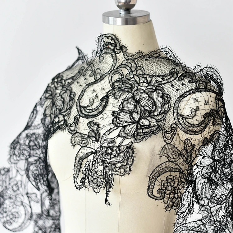 Hollow embroidery dress lace trim handmade diy accessories clothing decoration accessories material cloth fabric black