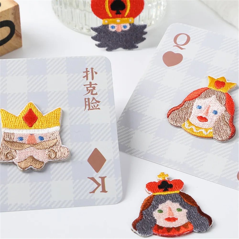 AHYONNIEX Cartoon King Queen Embroidery Patches for Bag Jeans Iron On Patches for Clothes Small DIY Patches