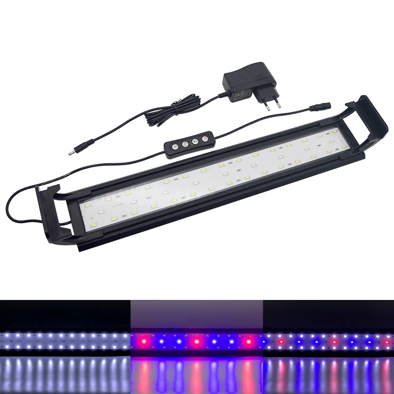 Aquarium LED Light for 16-64CM Fish Tank Full Spectrum Clip Lamp LED Aquatic Water Plant Grow with Timer and Dimming 110v 220v
