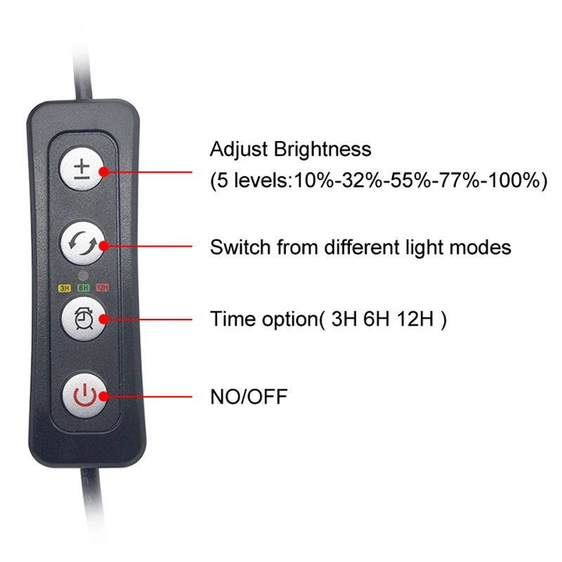 Aquarium LED Light for 16-64CM Fish Tank Full Spectrum Clip Lamp LED Aquatic Water Plant Grow with Timer and Dimming 110v 220v